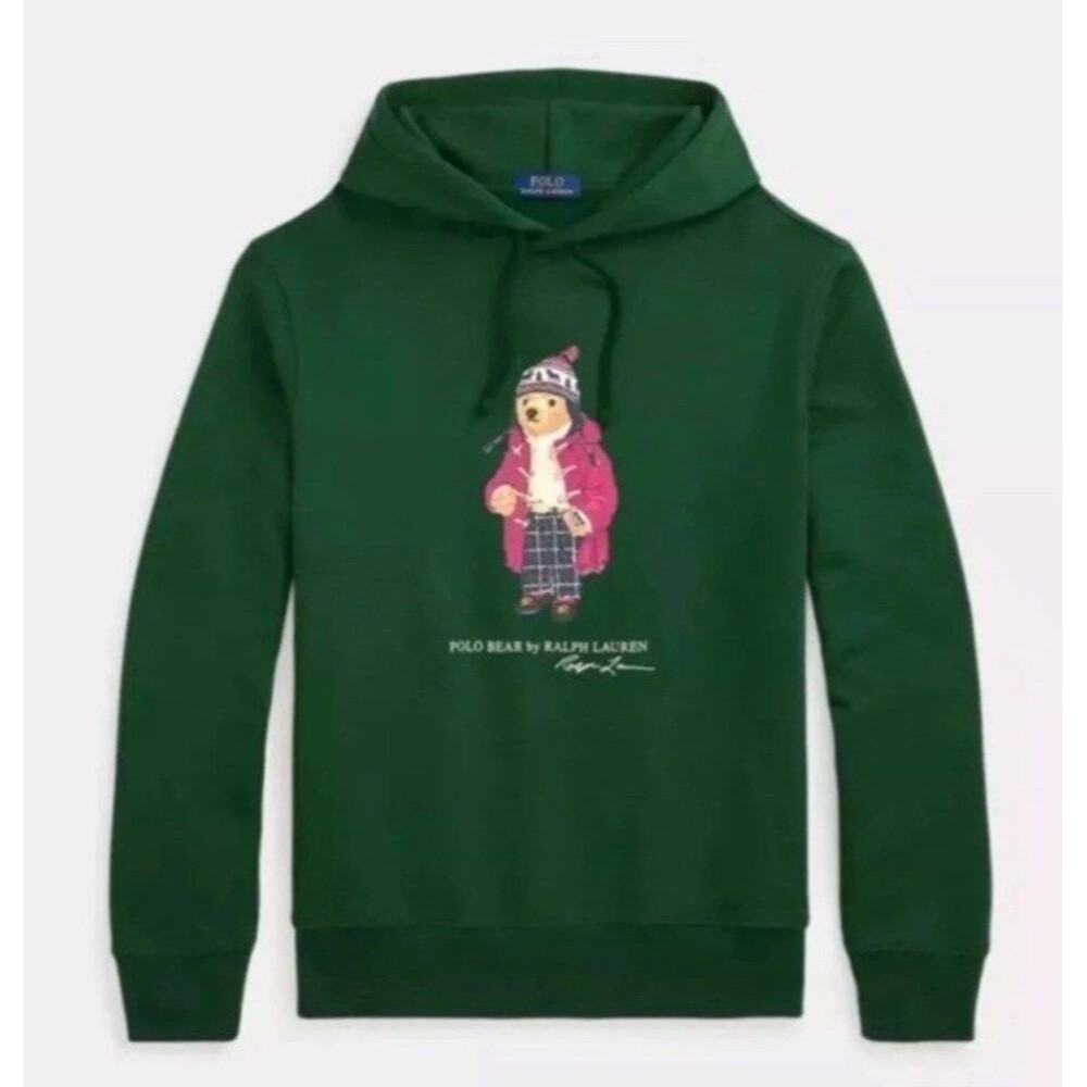 NWT Polo Ralph Lauren Green HOLIDAY TOGGLE JACKET BEAR Fleece Hoodie Sweatshirt